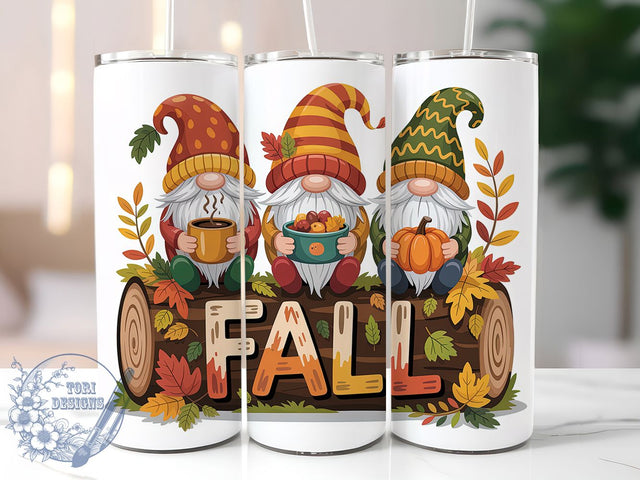 Cute Fall Gnomes Autumn Leaves Tumbler, Autumn Gnome Wrap, 20oz Sublimation, Cute Gnome Mug, Fall Tumbler Design, Autumn Leaves Tumbler, Thanksgiving Gnome Wrap Sublimation ToriDesigns 