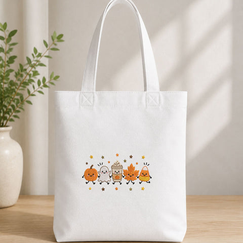 Cute Fall Halloween Friends Machine Embroidery Design – Pumpkin Ghost Coffee Maple Leaf Candy Corn Embroidery File Embroidery/Applique DESIGNS PatternFeed8 
