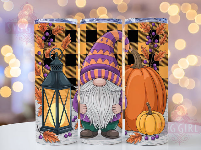 Cute Fall Halloween Pumpkin Gnome Tumbler, Fall Halloween Wrap, 20Oz Sublimation Design, Autumn Gnome Cup, Pumpkin Gnome Drinkware, Seasonal Coffee Tumbler, Halloween Gnome Wrap Sublimation SvggirlplusArt 