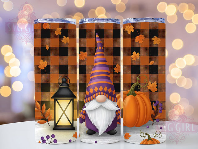Cute Fall Halloween Pumpkin Gnome Tumbler, Fall Halloween Wrap, 20Oz Sublimation Design, Autumn Gnome Cup, Pumpkin Gnome Drinkware, Seasonal Coffee Tumbler, Halloween Gnome Wrap Sublimation SvggirlplusArt 
