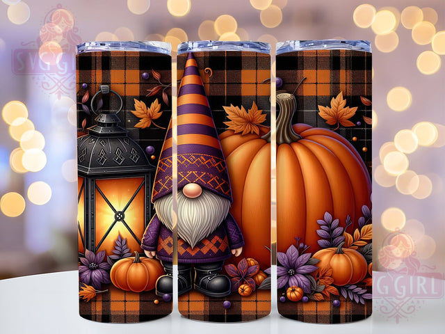 Cute Fall Halloween Pumpkin Gnome Tumbler, Fall Halloween Wrap, 20Oz Sublimation Design, Autumn Gnome Cup, Pumpkin Gnome Drinkware, Seasonal Coffee Tumbler, Halloween Gnome Wrap Sublimation SvggirlplusArt 