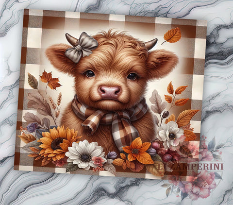 Cute Fall Highland Cow 20oz Tumbler Wrap PNG, Highland Cow Tumbler PNG Sublimation Design, Straight & Tapered Tumbler Wrap, Instant Digital Download Sublimation Li Zamperini 