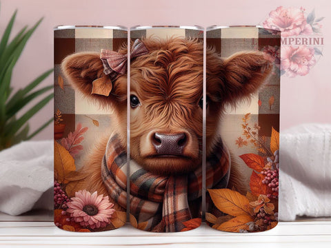 Cute Fall Highland Cow 20oz Tumbler Wrap PNG, Highland Cow Tumbler PNG Sublimation Design, Straight & Tapered Tumbler Wrap, Instant Digital Download Sublimation Li Zamperini 