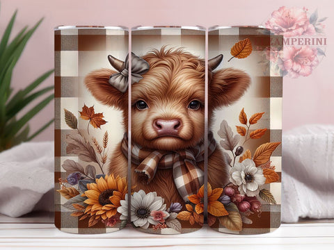 Cute Fall Highland Cow 20oz Tumbler Wrap PNG, Highland Cow Tumbler PNG Sublimation Design, Straight & Tapered Tumbler Wrap, Instant Digital Download Sublimation Li Zamperini 