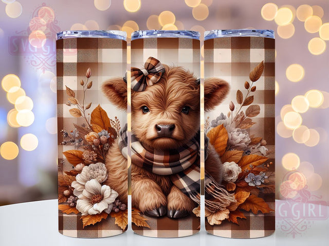 Cute Fall Highland Cow 20oz Tumbler Wrap Sublimation Design, Straight Tapered Tumbler Wrap, Highland Cow Tumbler Png, Instant Digital Download Sublimation SvggirlplusArt 