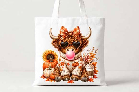 Cute Fall Highland Cow PNG Digital Download SVG BillahCrafts 