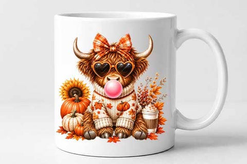 Cute Fall Highland Cow PNG Digital Download SVG BillahCrafts 