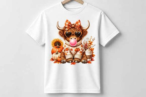 Cute Fall Highland Cow PNG Digital Download SVG BillahCrafts 