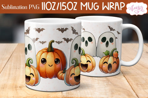 Cute fall mug wrap PNG for sublimation | Halloween mug png Sublimation Amorclipart 