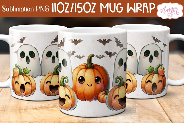 Cute fall mug wrap PNG for sublimation | Halloween mug png Sublimation Amorclipart 