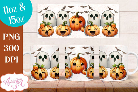 Cute fall mug wrap PNG for sublimation | Halloween mug png Sublimation Amorclipart 