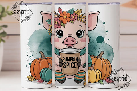 Cute Fall Pig 20oz Tumbler Wrap Sublimation sassyprint 