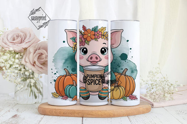 Cute Fall Pig 20oz Tumbler Wrap Sublimation sassyprint 