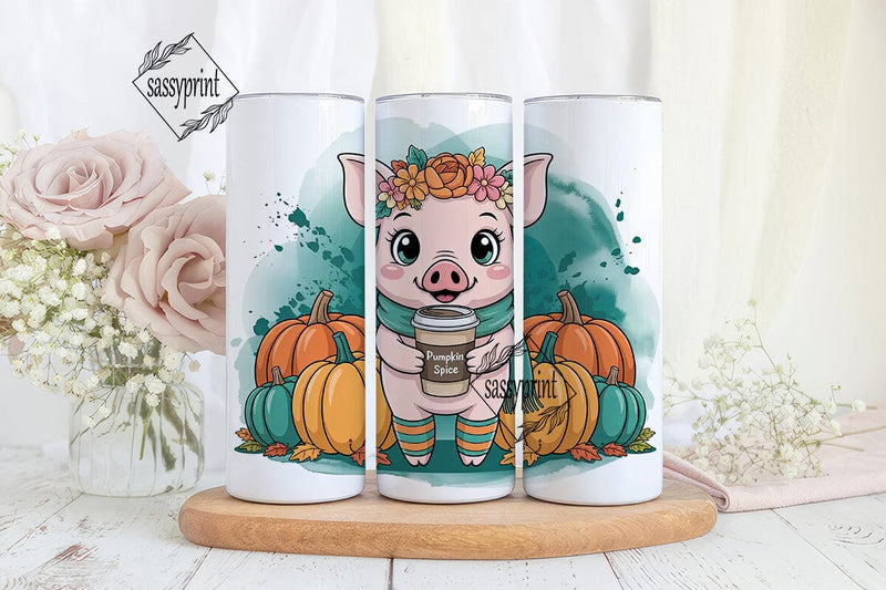 Cute Fall Pig 20oz Tumbler Wrap Sublimation sassyprint 