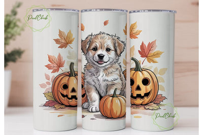 Cute Fall Puppy 20oz Tumbler Wrap Sublimation PixelChick 