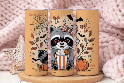 Cute Fall Raccoon 20oz Tumbler Wrap Sublimation DesignSVG 