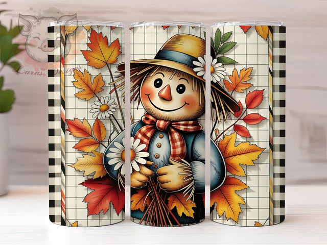 Cute Fall Scarecrow Farm Tumbler Wrap, Cute Fall Tumbler, 20oz Skinny Tumbler, Sublimation Download, Fall Tumbler Png, Harvest Tumbler Design, Farmhouse Tumbler Sublimation Lara' s Designs 