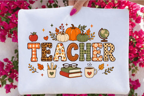 Cute Fall Teacher Pumpkin Clipart PNG Sublimation SVGArt 