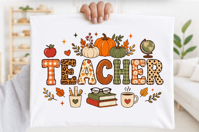 Cute Fall Teacher Pumpkin Clipart PNG Sublimation SVGArt 