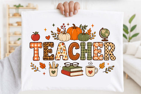 Cute Fall Teacher Pumpkin Clipart PNG Sublimation SVGArt 