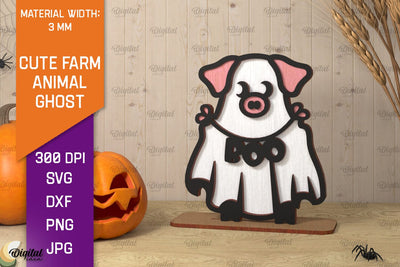 Cute Farm Animal Ghost Laser Cut. Halloween Farmhouse SVG SVG Evgenyia Guschina 