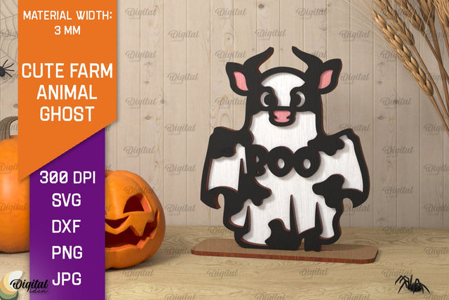 Cute Farm Animal Ghost Laser Cut. Halloween Farmhouse SVG SVG Evgenyia Guschina 