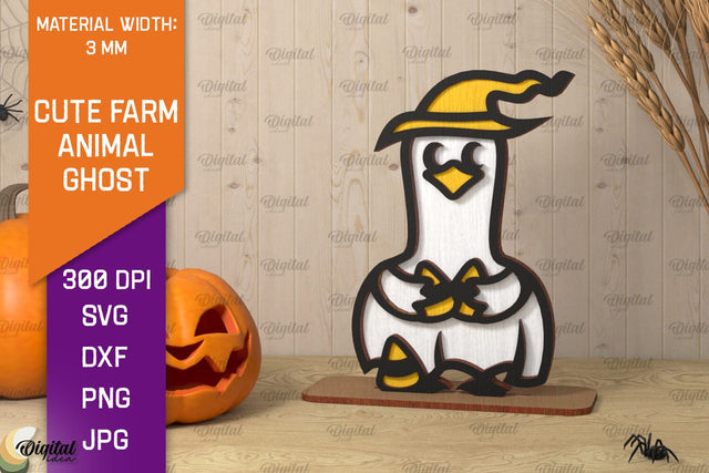 Cute Farm Animal Ghost Laser Cut. Halloween Farmhouse SVG SVG Evgenyia Guschina 