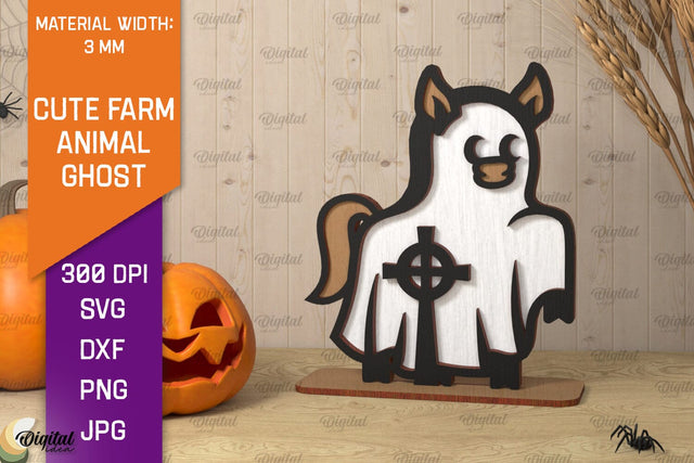 Cute Farm Animal Ghost Laser Cut. Halloween Farmhouse SVG SVG Evgenyia Guschina 