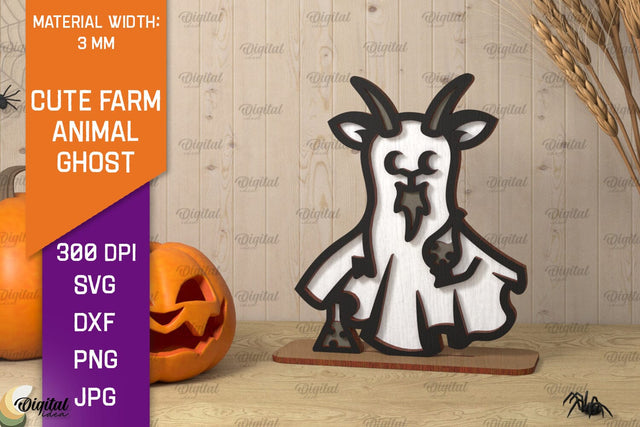Cute Farm Animal Ghost Laser Cut. Halloween Farmhouse SVG SVG Evgenyia Guschina 