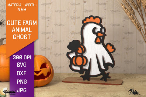 Cute Farm Animal Ghost Laser Cut. Halloween Farmhouse SVG SVG Evgenyia Guschina 