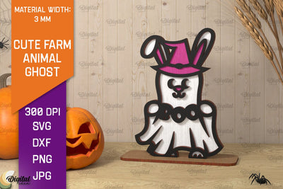Cute Farm Animal Ghost Laser Cut. Halloween Farmhouse SVG SVG Evgenyia Guschina 