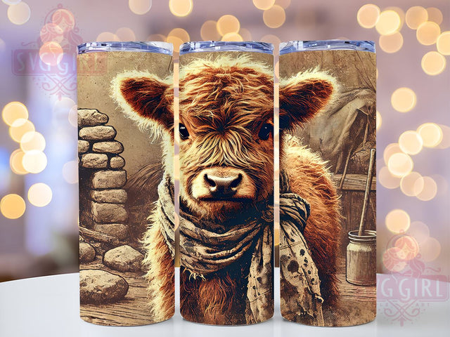 Cute Farm Animal Highland Cow 20oz Tumbler Wrap, Cow Sublimation, Farmhouse Decor, Cute Cow Gift, Animal Lover Tumbler Sublimation SvggirlplusArt 