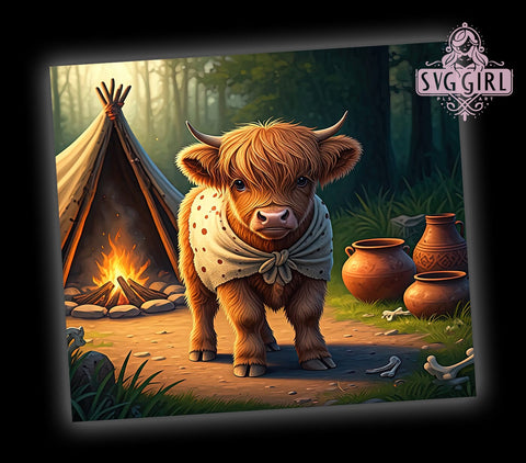 Cute Farm Animal Highland Cow 20oz Tumbler Wrap, Cow Sublimation, Farmhouse Decor, Cute Cow Gift, Animal Lover Tumbler Sublimation SvggirlplusArt 