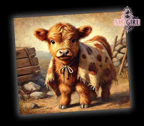 Cute Farm Animal Highland Cow 20oz Tumbler Wrap, Cow Sublimation, Farmhouse Decor, Cute Cow Gift, Animal Lover Tumbler Sublimation SvggirlplusArt 