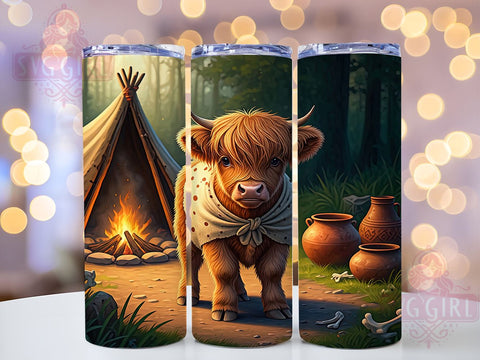 Cute Farm Animal Highland Cow 20oz Tumbler Wrap, Cow Sublimation, Farmhouse Decor, Cute Cow Gift, Animal Lover Tumbler Sublimation SvggirlplusArt 