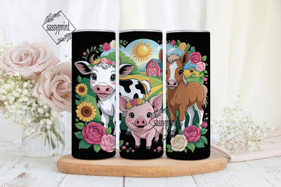 Cute Farm Animals 20oz Tumbler Wrap Sublimation sassyprint 