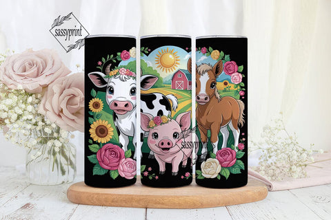 Cute Farm Animals 20oz Tumbler Wrap Sublimation sassyprint 