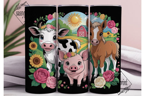 Cute Farm Animals 20oz Tumbler Wrap Sublimation sassyprint 