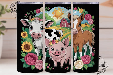 Cute Farm Animals 20oz Tumbler Wrap Sublimation sassyprint 