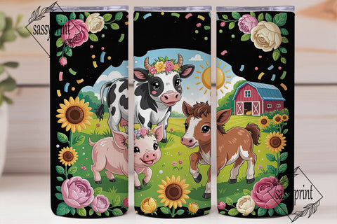 Cute Farm Animals 20oz Tumbler Wrap Sublimation sassyprint 