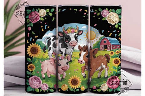 Cute Farm Animals 20oz Tumbler Wrap Sublimation sassyprint 