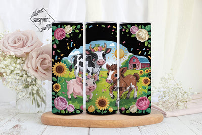 Cute Farm Animals 20oz Tumbler Wrap Sublimation sassyprint 