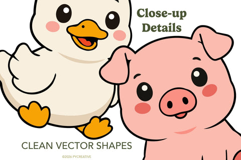 Cute Farm Animals Clipart SVG JPG EPS SVG Patty Young Creative 