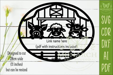 Cute Farm Animals Name Sign SVG, Personalized Barn Decor SVG APInspireddesigns 