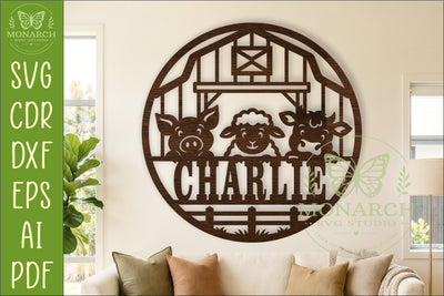 Cute Farm Animals Name Sign SVG, Personalized Barn Decor SVG APInspireddesigns 