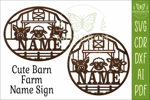 Cute Farm Animals Name Sign SVG, Personalized Barn Decor SVG APInspireddesigns 