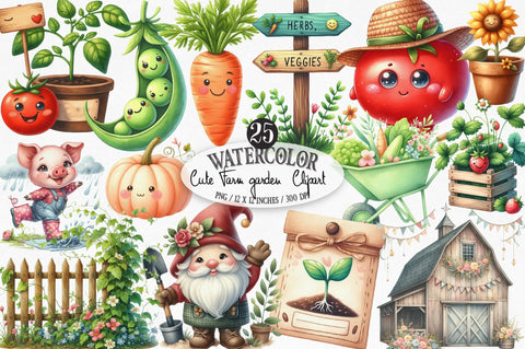 Cute Farm Garden Clipart Sublimation SVGista 
