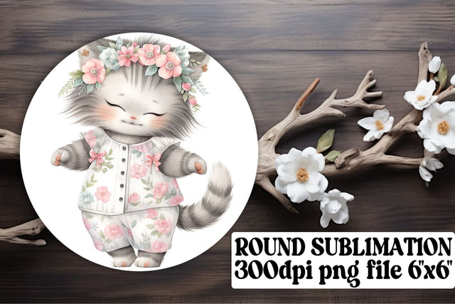 Cute Feline Circle Prints for Creative Projects Sublimation afrosvg 