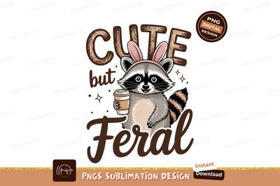 Cute Feral Raccoon Sublimation Png Design Sublimation Designangry 
