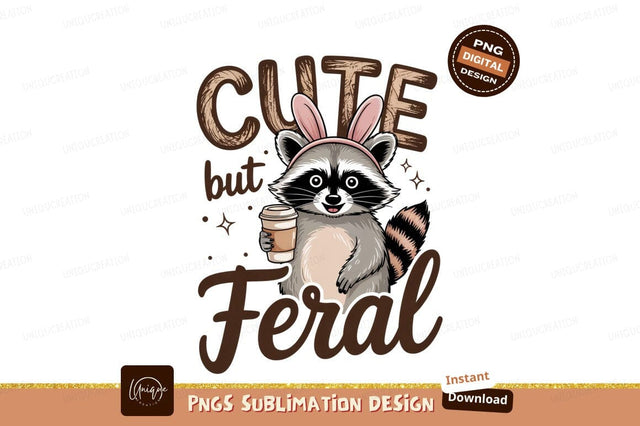 Cute Feral Raccoon Sublimation Png Design Sublimation Designangry 